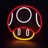 Mushroom Shape Neon Led Sign Room Decor Aesthetic Good Vibes Gaming Decoration Christmas Decoration Bedroom Night Lamp 31x31