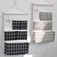 5 Pockets Cotton Linen Fabric Wall Door Hanging Bag Organizer Storage Pouches Wardrobe Closet Storage Bag Sundries Pouches