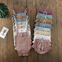 Citgeett 2PCS Summer Solid Newborn Kid Baby Girls Strap Clothes Knitted Crop Tops + Shorts Outfits Casual Set  by Hs2023