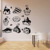 Sweet Cake Wall Decal Muffin Cupcake Pie Dessert Bakery Baking Interior Decor Vinyl Window Door Stickers Delicious Mural M965 Wall Stickers Decals