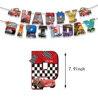 Disney Pixar Cars Lightning Mcqueen วันเกิดตกแต่งทิ้งชุดแบนเนอร์ฉากหลังบอลลูนอุปกรณ์สำหรับเด็ก