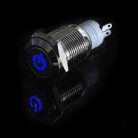 สวิชท์ ON-OFF Push Button LED 12V รู16mm(สีน้ำเงิน). SKU:000625-R1