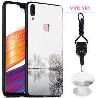 เคสโทรศัพท์สำหรับ VIVO,เคสนิ่มสำหรับ VIVO Y91/Y91i/1811มีลวดลายเดียวกันกับขาตั้งโทรศัพท์และเชือก