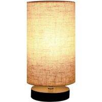 ❦ Lampu Meja Table Lamp Minimalist Beside Minerva Japanese Style Wood Table Lamp Beside Desk with Solid Fabric Shade for Bedroom Living Room College Dorm and Home Decoration - Cylinder