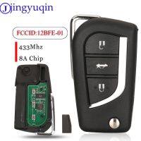 ℗☾❆ Jingyuqin 3 Buttons Folding Smart Remote Car Key Fob 12BFE-01 433MHz 8A Chip For Toyota RAV4 CAMRY Auris Yaris