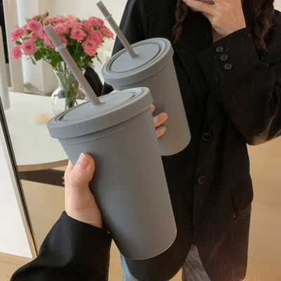 【CW】Portable Drinking Cup Water Straw Cup Bottle With Straws Reusable Shiny Drinkware Personal Plastic Flash Powder Outdoor Cups