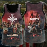 Far Cry 3D วิดีโอเกม5แบบทั่วเสื้อแขนกุดพิมพ์ลายเสื้อสำหรับผู้ชายเสื้อท่อนบนแขนกุดกลางแจ้งเสื้อเสื้อจ็อกกิ้งกีฬาแขนกุดเสื้อผ้าเด็ก