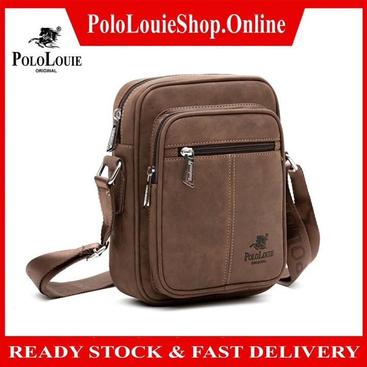 READY STOCKORIGINAL Polo Louie Men Leather Shoulder Messenger Sling Bag