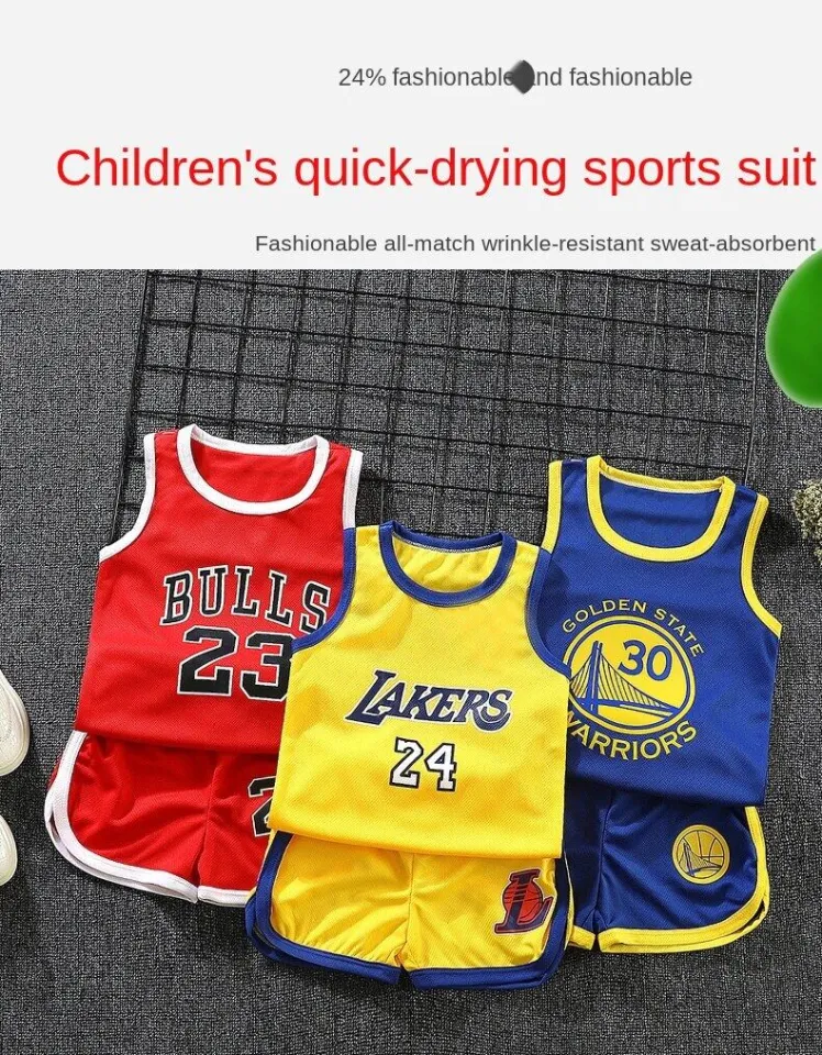 Toddler Kids Basketball Jersey Set Baby Boys Girls Letter Vest + Sports  Shorts Set Boys Summer Clothes No.24 New Blue 110cm