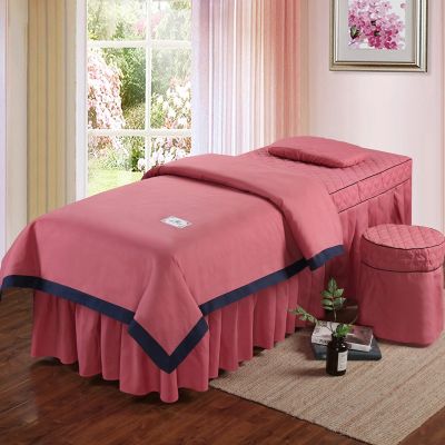 【jw】☜♈△  Conjunto de cama Skin-friendly para o salão beleza tampa da cama lençóis massagem Spa bedskirt colcha fronha conjuntos 4 peças