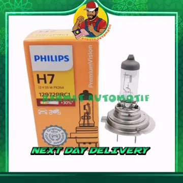 100% Original Philips H7 Premium Vision +30% Brightness Car Headlight Bulb 12V  55W 12972PRC1