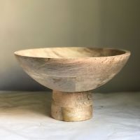 High Quality Best Sell Wooden Bowl With Stem Table Top Home Decoration Mango Wood Salad Bowl for Festival and Daily Use