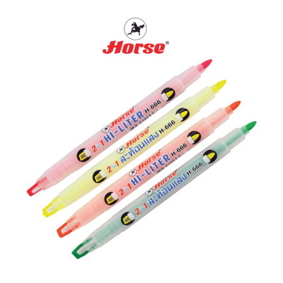 HORSE (ตราม้า) ปากกาเน้นข้อความ 2หัว ตราม้า 2IN1 H-666 จำนวน 1 ด้าม