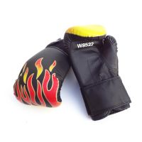 Faux Leather Print Flame Adult Boxing Muay Thai Training Sandbag Hand Gloves