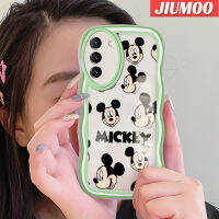 JIUMOO เคสปลอกสำหรับ Samsung S22บวก S22พิเศษ5G ลายการ์ตูนแฟชั่นมิกกี้สีสันสดใสเคสโทรศัพท์แบบใสขอบเป็นลอนซิลิโคนเคสกันกระแทกป้องกันเลนส์กล้องเคสนิ่มโปร่งใส