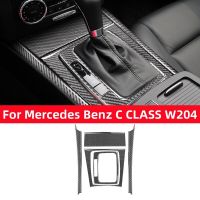 For Mercedes Benz W204 2007-2013 C Class Car Gear Shift Box Panel Decor Cover Trim Decal Carbon Fiber Auto Interior Accessories