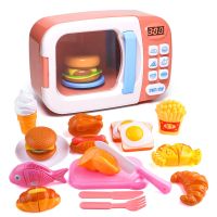 Microwave Kitchen Play Set with Light Sound for Kids with Pretend Fake Food, Great for Toddlers 3 and Older Grils and Boys