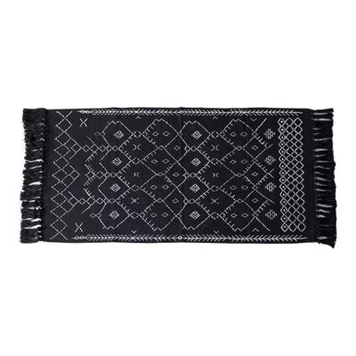 Upgraded Boho Bathroom Rug 23.6x51inch Woven Boho Rug for Bedroom Black and White Bohemian Rug Bath Mat, Kitchen Rug