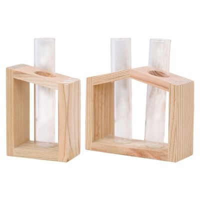 【CW】❉✿  Propagation Stations Glass Flowerpot Test Tube Vase with Wood