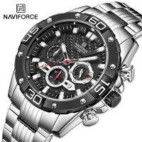 Naviforce นาฬิกาโลหะกันน้ำไม่ขึ้นสนิมเรืองแสงสองนาฬิกาข้อมือสำหรับการค้าขายนาฬิกาสำหรับผู้ชาย