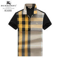 【 Stock】Original Burberrys Casual เสื้อโปโลสำหรับนักธุรกิจผู้ชายสำนักงานแขนสั้นเข้ารูปพอดีเสื้อ Streetwear ผู้ชายเสื้อโปโลลายสก๊อตเสื้อผ้า