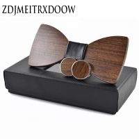 {EDDLYT}แฟชั่นงานแต่งงานไม้ Bow Tie Cufflinks ชุด Mens ชุด Papillon Corbatas Tie Gravata Pajaritas Hombre Noeud Papillon Enfant