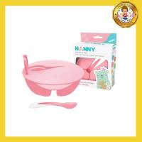 Nanny (รุ่น N105-C ) ชามป้อนอาหารเด็กแบ่งช่อง + ช้อน (สีชมพู)