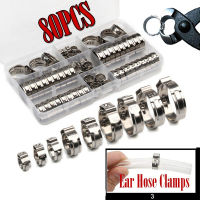 45/80/130pcs Single Ear Stepless Hose Clamps 5.8-23.5mm Stainless Steel Hose Clamps Cinch Clamp Ring for Sealing Types of Hose-lihaibo2