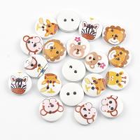 【YF】♦  50pcs Mixed Painting Sewing Buttons Baby Clothing Crafts Diy Scrapbooking Accessories Decoration 15mm