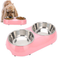 Pet Food Water Feeder Bowl Pet Double Bowls Firm with Bowl Support for Feeding Food and Water