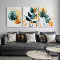 สไตล์นอร์ดิกสีเขียวสีเขียวใบจิตรกรรมภาพตกแต่ง Home Wall OrnamentGolden สีเขียวใบภาพวาดหลักรูปวาดตกแต่งนอร์ดิก Frameless ภาพวาด