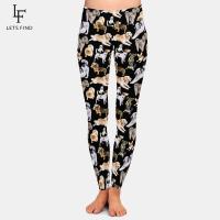 【VV】 Fashion Cartoon Dogs Print Elastic Leggings Waist  220gsm Side Brushed Silk