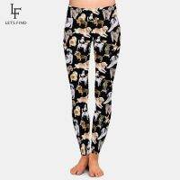 【JH】 Fashion Cartoon Dogs Print Elastic Leggings Waist  220gsm Side Brushed Silk