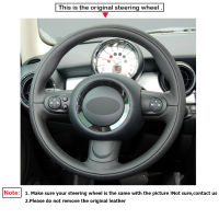 Black Suede Red Marker Hand-stitched Car Steering Wheel Cover for Mini Coupe Cooper Clubman Roadster 2004-2015