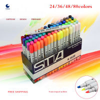 STA Art Markers Watercolor Brush Pen Double Head Manga Sketch Marker Pens For Drawing Art Supplies Stationery Paint Dual Tip Pen