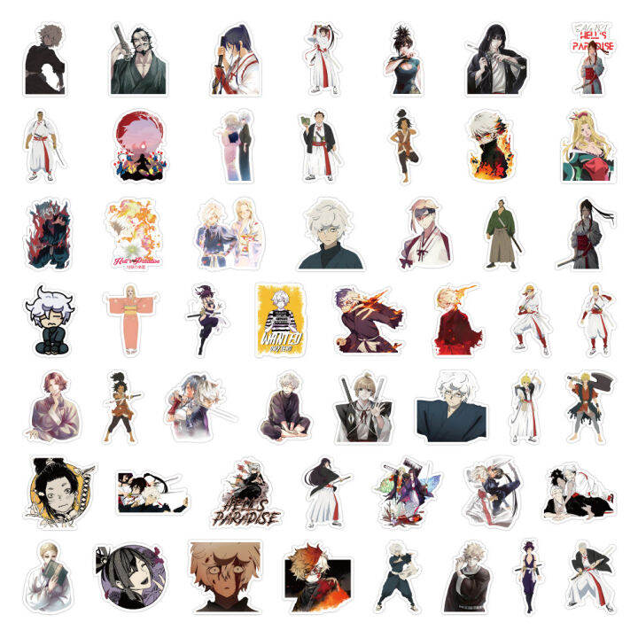 hells-paradise-jigokuraku-sticker-gabimaru-52-pcs-สุขาวดีอเวจี-กาบิมารุ-สติ๊กเกอร์-สติ๊กเกอร์การ์ตูน-สติกเกอร์อนิเมะ-ของเล่น-ของสะสม-diy