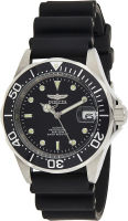 Invicta Mens Pro Diver Black Dial Black Polyurethane Stainless Steel