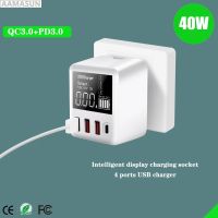 QC3.0ชาร์จ Type C เครื่องชาร์จ USB 4พอร์ต30W สำหรับ iPhone ผนัง