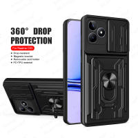 เคสกันกระแทกกล้องเลื่อนสำหรับ Realme C53 GT Neo 5 GT3 5G พวงกุญแจรถแม่เหล็กฝาครอบช่องเคสโทรศัพท์มือถือ Fundas Li Jia เคสโทรศัพท์ใส่การ์ด Realmy C 53 53C Realme GT Neo 5 Realme GT3 5G RMX3760 5G