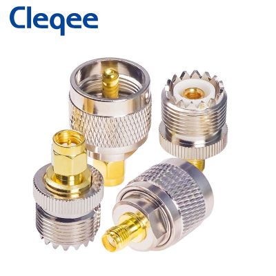 Cleqee 4 Types UHF-SMA Adapter SMA Female Male To UHF Male Female PL259 SO239 Connector RF Coax Coaxial Converter 1-pack