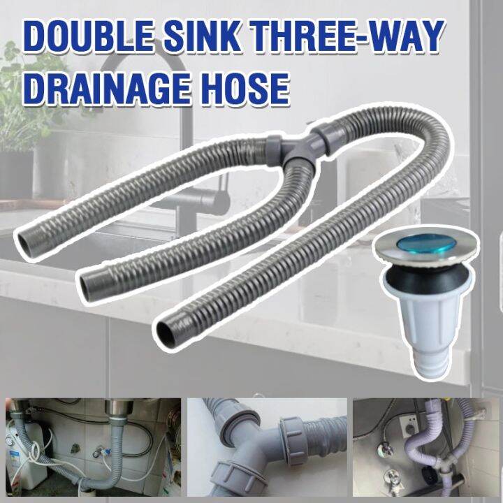 Y-Type Sewer Tee Drainer Hose Washing Machine Basin Mop Pool Vegetable ...