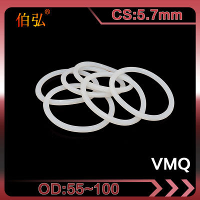แหวนซิลิโคนสีขาว 1 ชิ้น/ล็อตซิลิโคน/VMQ O-Ring CS5.7mm OD55/60/65/70/75/80/85/90/95/100 มม.ยาง O แหวนซีลปะเก็นเครื่องซักผ้า-Yinguer