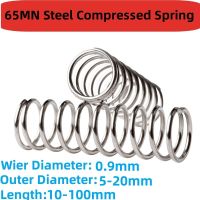 Cylindrical Helical Coil Compressed Backspring Shock Absorbing Pressure Return Small Compression Spring 65Mn Steel WD 0.9mm