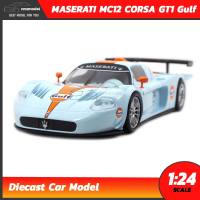 Naynaeshop โมเดลรถแข่ง MASERATI MC12 CORSA GT1 Gulf Oil สีฟ้า (Scale 1:24) โมเดลรถเหล็ก ประกอบสำเร็จ จำลองเหมือนจริง โมเดลรถสะสม Motormax