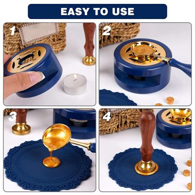 Wax Seal Kit Wax Seal Furnace with Wax Seal Spoon and Wax Seal Silicone Pad for Melting Wax Seal Beads