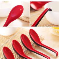 Color Hot Soup Bowl Porridge Black Flatware Spoon Plastic