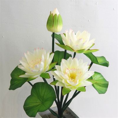 [AYIQ Flower Shop] ดอกไม้ประดิษฐ์ดอกบัว10หัวพร้อมก้านดอกลิลลี่ไหมกบสีเขียวสำหรับงานแต่งงานงานเลี้ยง Hiasan Taman Rumah ดอกไม้
