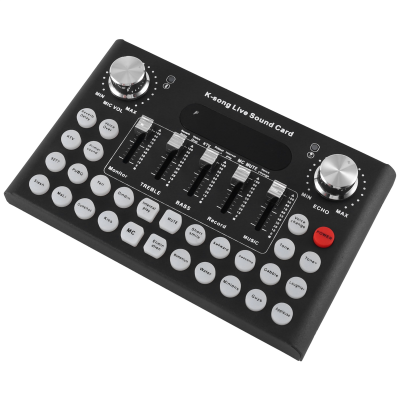 F007C English Version Professional Convenient Compact Desktop Singing Sound Card Desktop Sound Card Mixer for Live