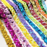 2 yards 20mm Curve Wavy Sequins Lace Trim Ribbon For Stage Performance Party Cosplay Wedding Clothes DIY Accessories Fabric  Material