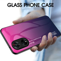 PlusCase สำหรับ OPPO A98 5G กระจกนิรภัยกันกระแทก Gradient ทาสีกลับโทรศัพท์